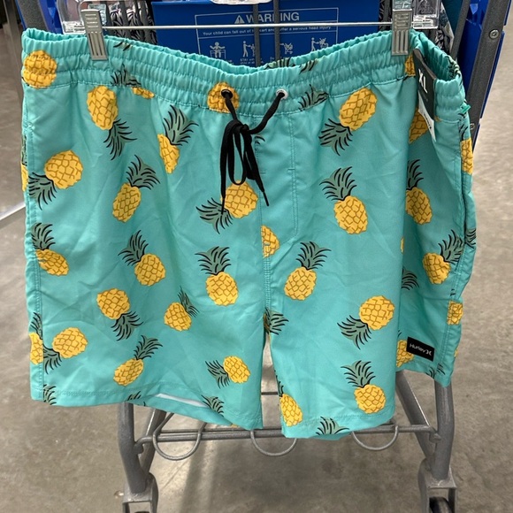 Hurley Teal Pineapple Print Men Swim Board Shorts - Picture 1 of 1